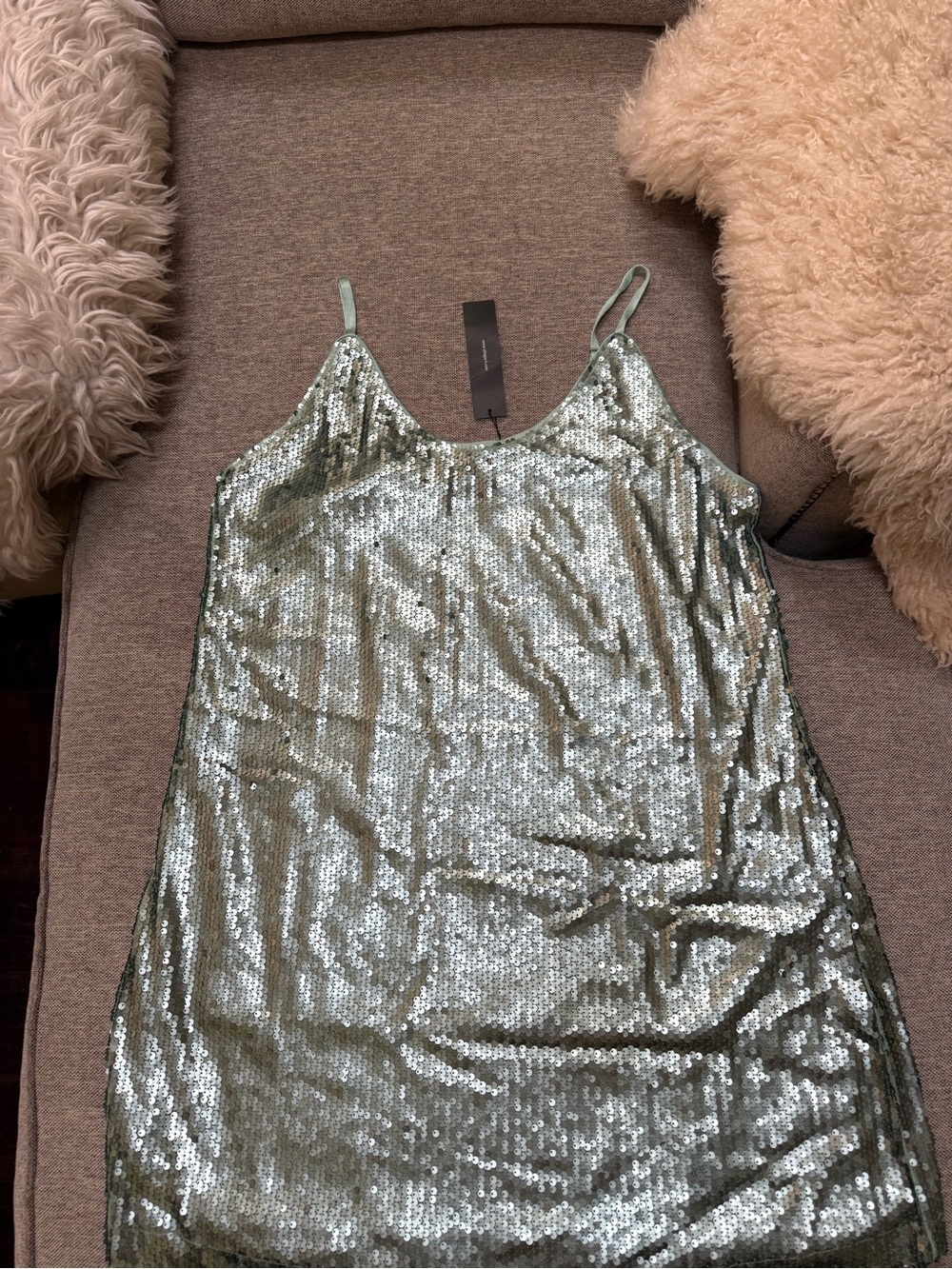 Allegra K Sequin Mini Dress in Sage Green